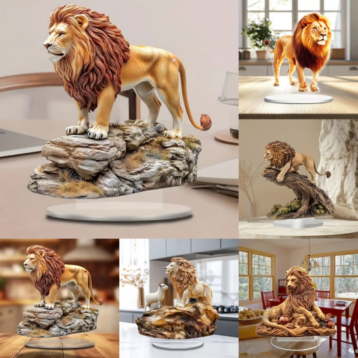 Display Case Acrylic - Male Lion Statue,2D Flat Animals Acrylic
