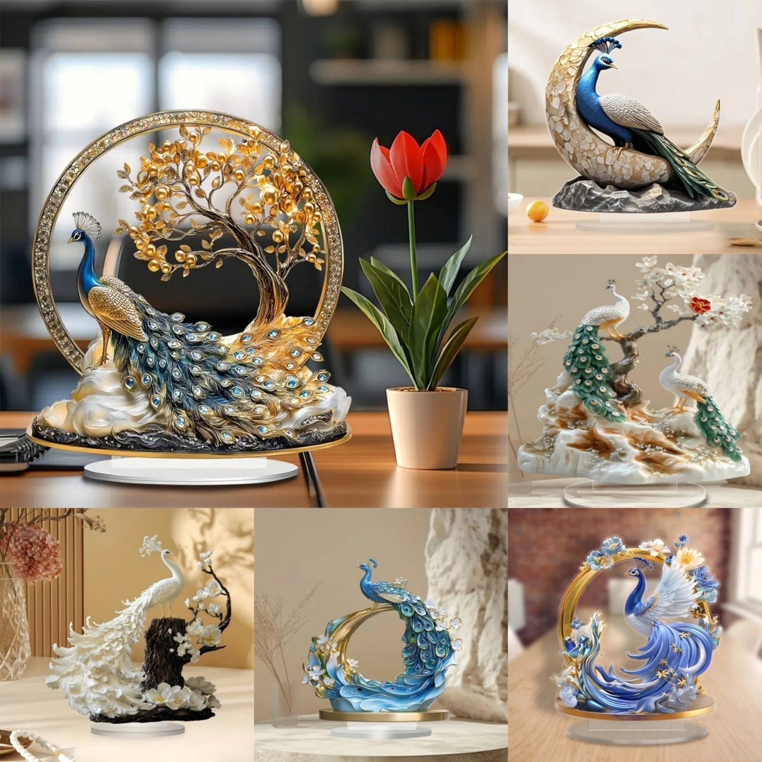 Display Case Acrylic - 2D Flat Acrylic Pretty Peacock &tree