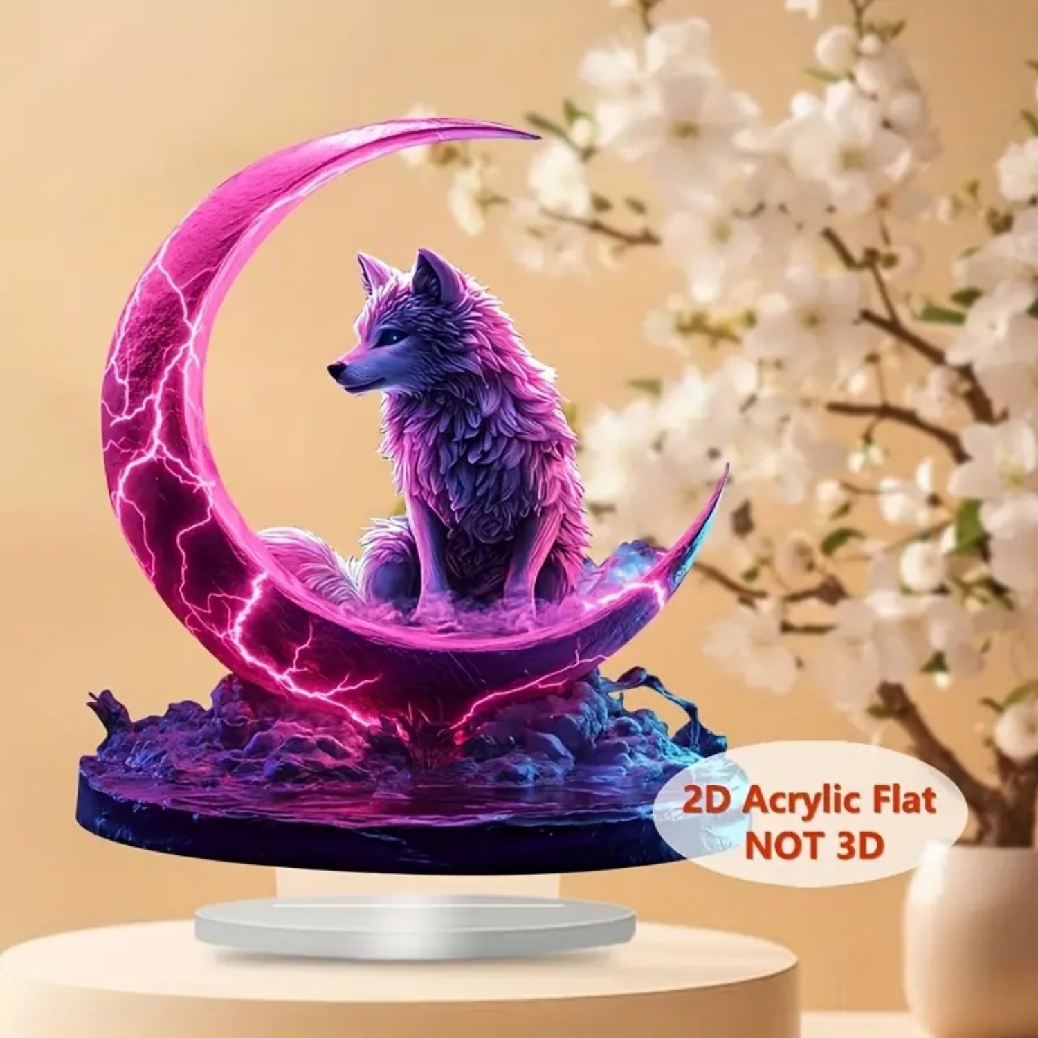 Flame Wolf Statue,2D Flat Acry - Display Case Acrylic avis et prix