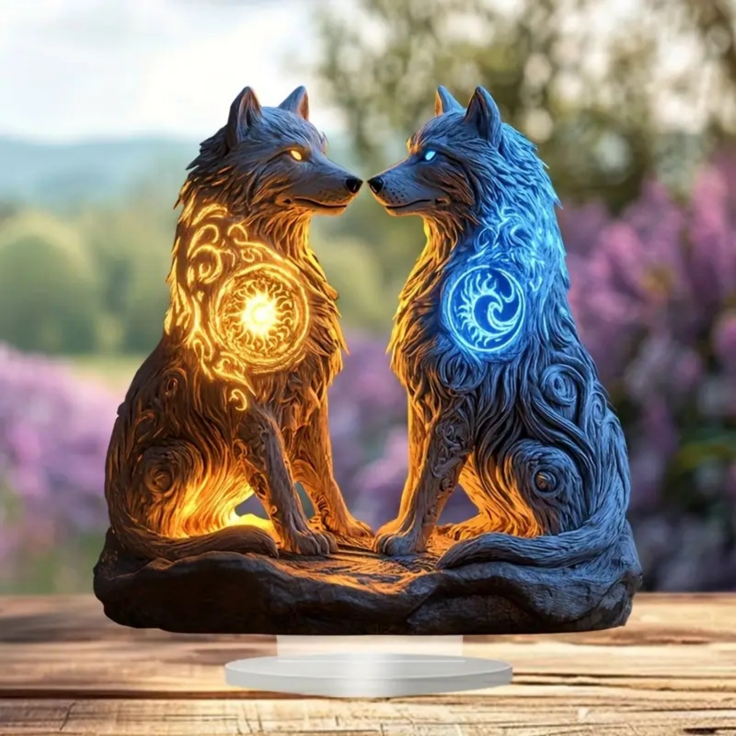 Flame Wolf Statue,2D Flat Acry - Display Case Acrylic avis et prix