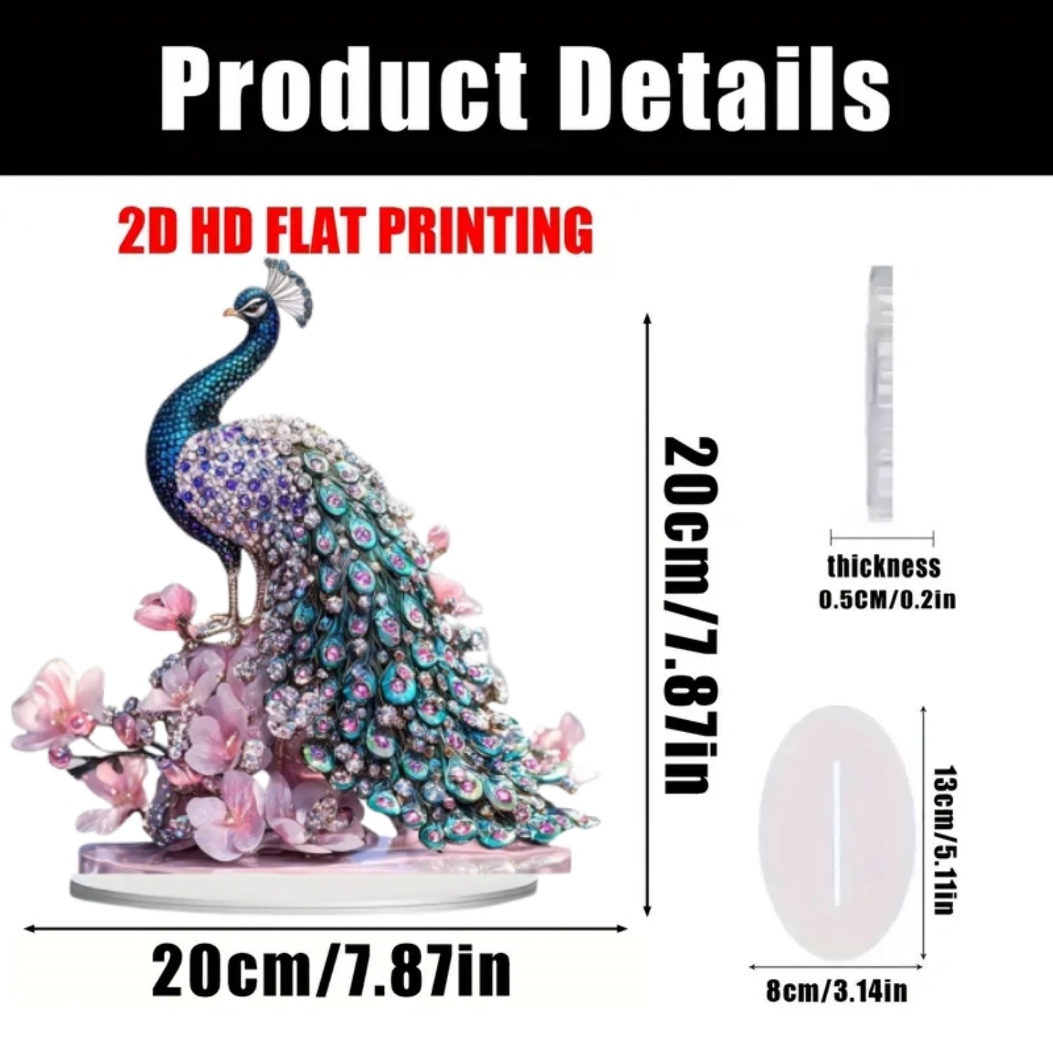 2D Flat Acrylic Pretty Peacock - Display Case Acrylic avis et prix
