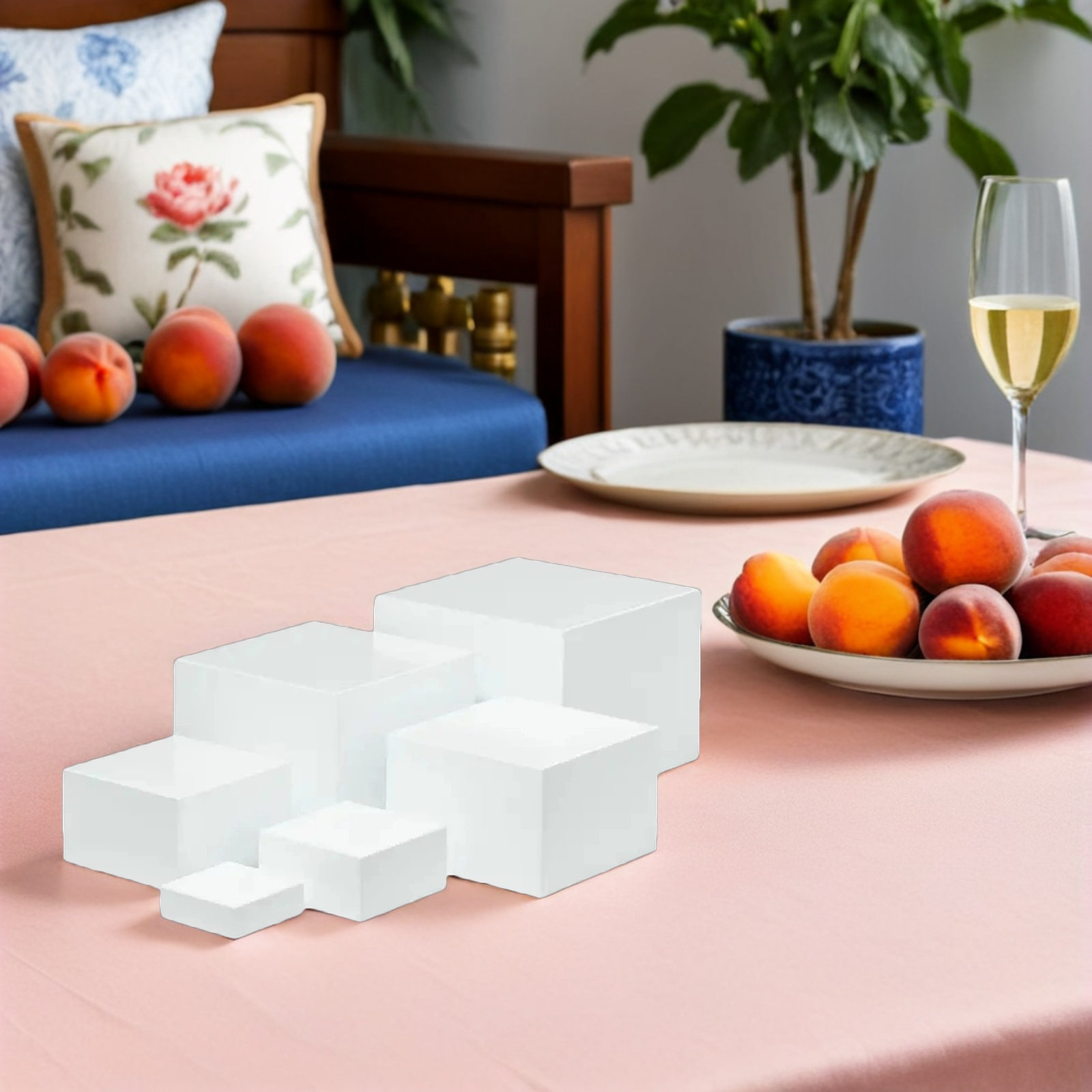 6Pcs Minimalist White Plastic  - Display Risers Set avis et prix