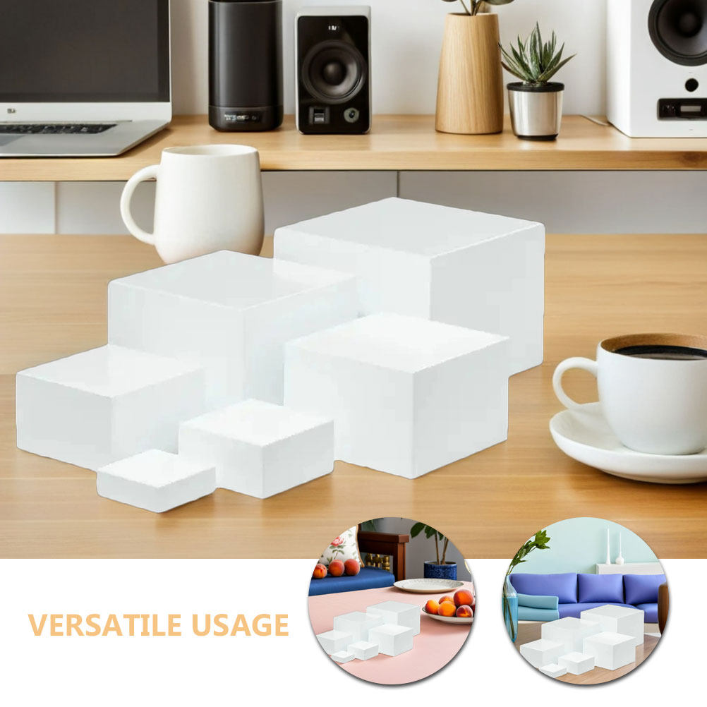 6Pcs Minimalist White Plastic  - Display Risers Set avis et prix